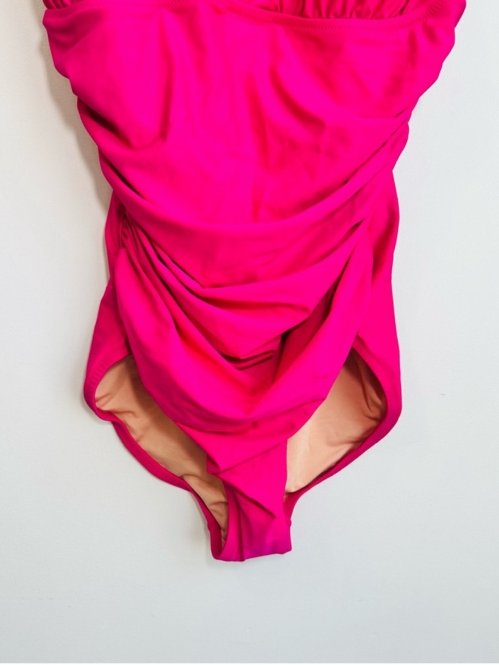 NWT J. Crew V-Neck Ruched One Piece Swimsuit in Radiant Fuchsia Size 6 - Picture 4 of 16